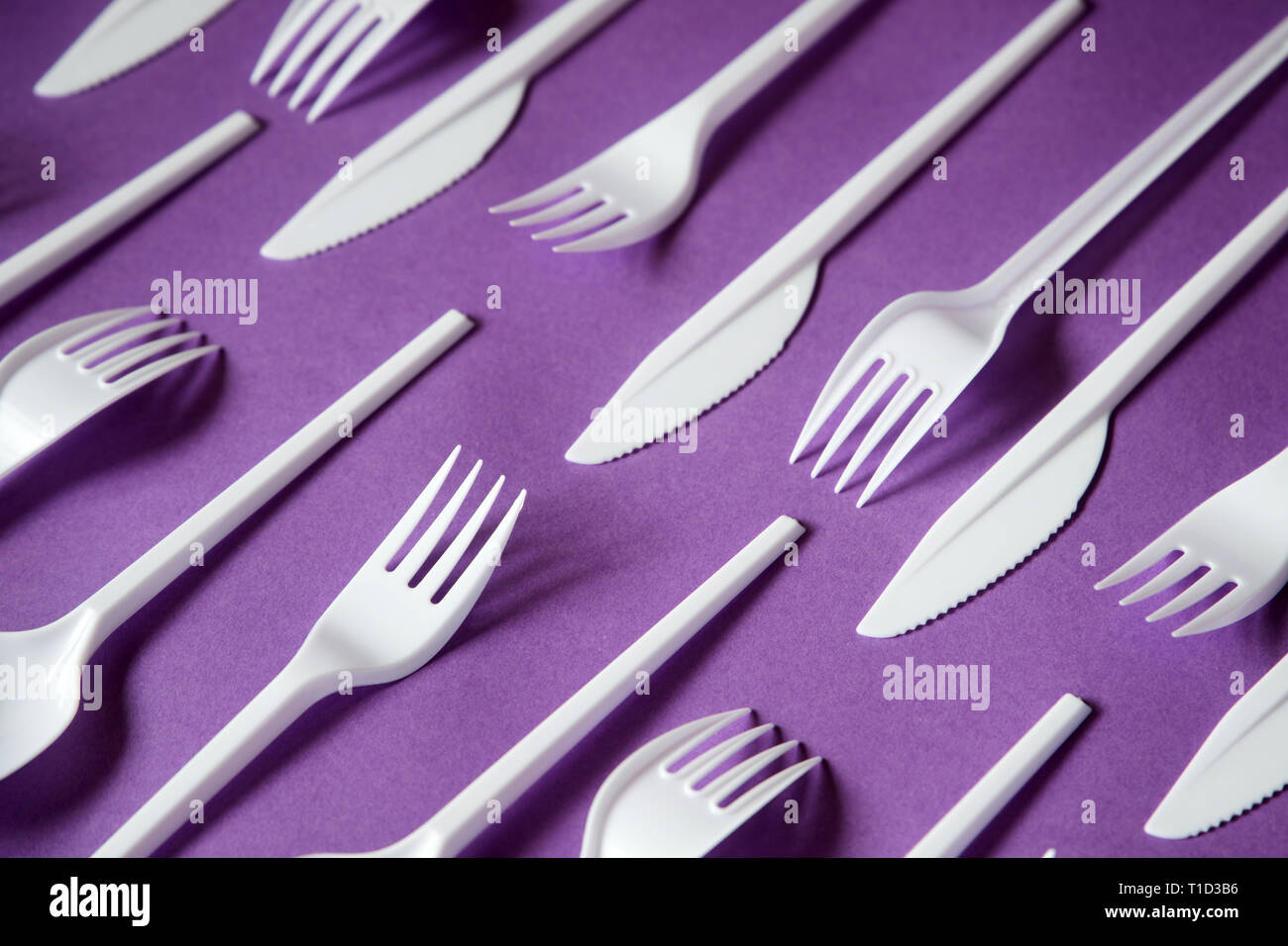 plastic disposable cutlery, forbidden in european union Stock Photo Alamy