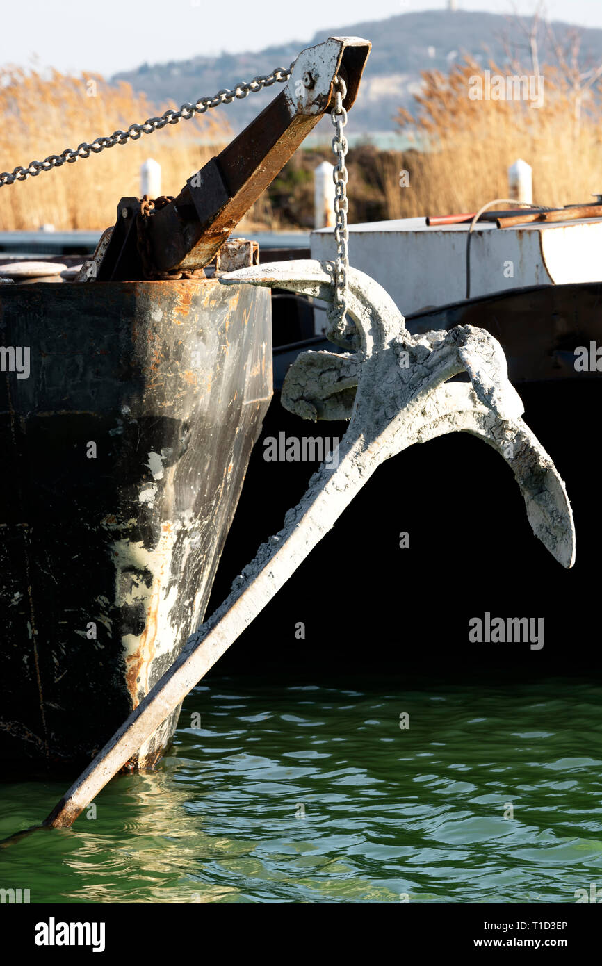 Barge at Lake Balaton, Hungary Stock Photo