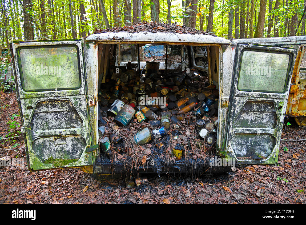 White, GA / USA October27, 2018 Image of the Back of a Scrap Van in