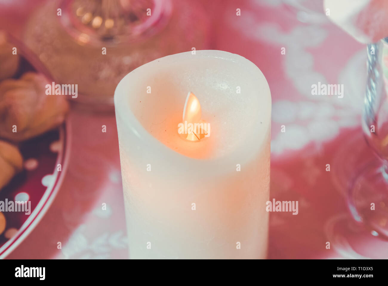 Artificial yellow candle bokeh. Artificial Candles with Electric Light