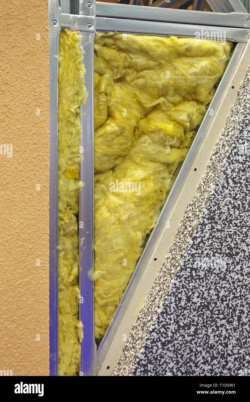 Mineral Wool Insulation in House Wall Stock Photo Alamy