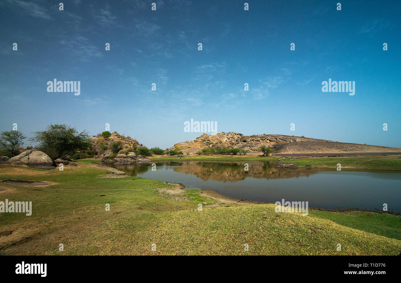 Waterbody and rock landscape of bera ,Rajasthan,India Stock Photo - Alamy