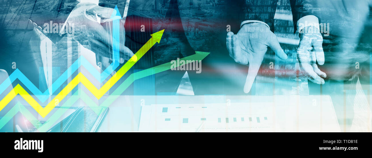 Financial growth arrows graph. Investment and trading concept. Stock Photo