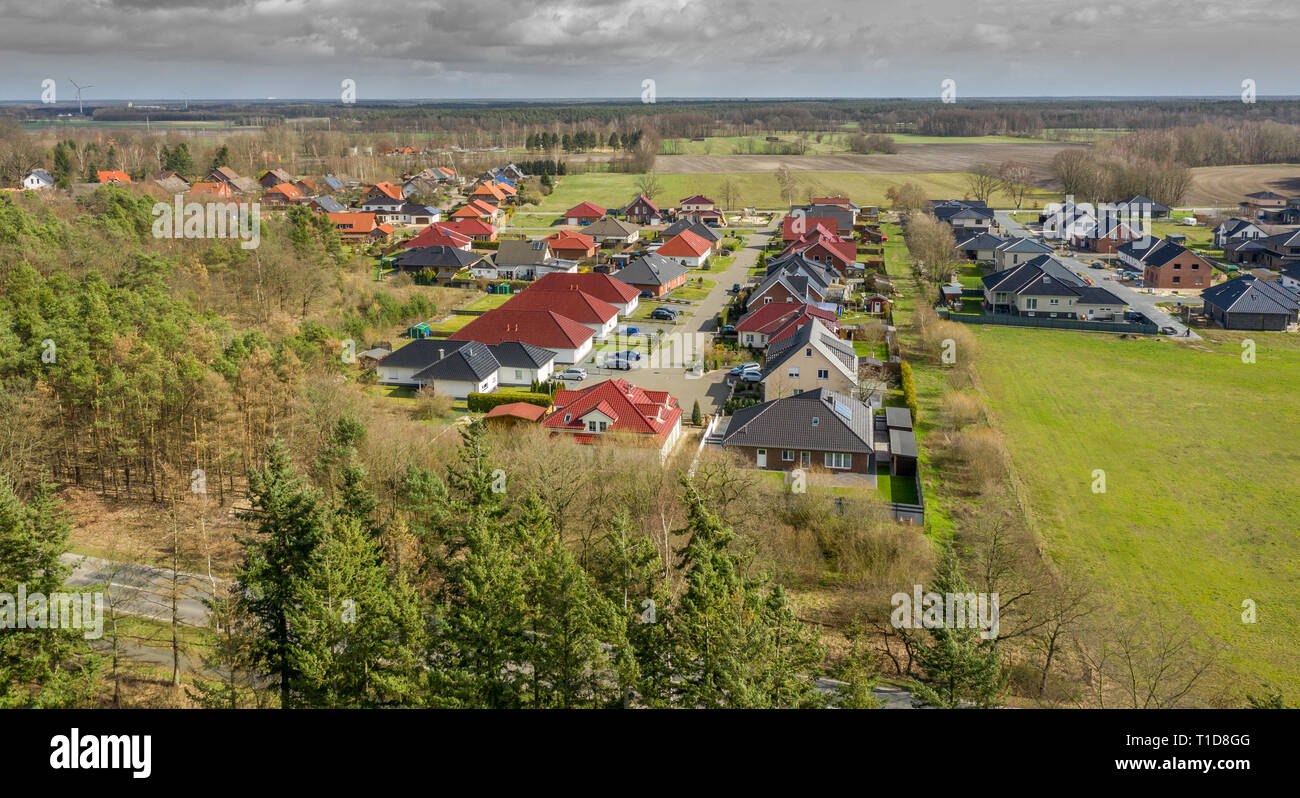 Wolfsburg, Germany, March 18., 2019: Aerial photograph from an oblique