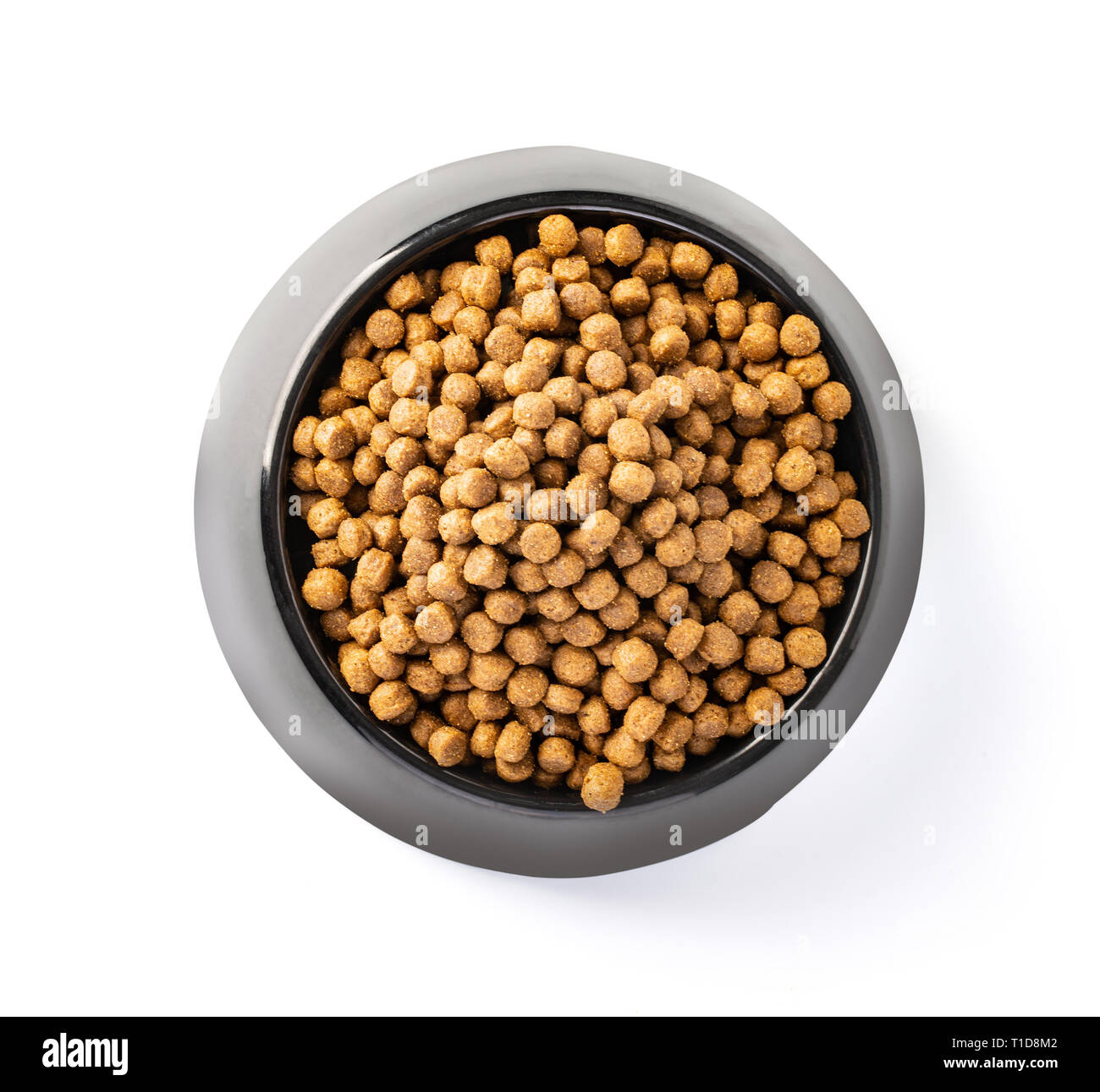 dog food plate isolated on white top view. Clipping path Stock Photo