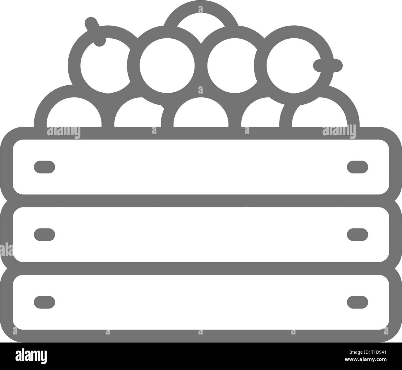 Wooden box with fresh vegetables, garden harvest line icon Stock Vector ...