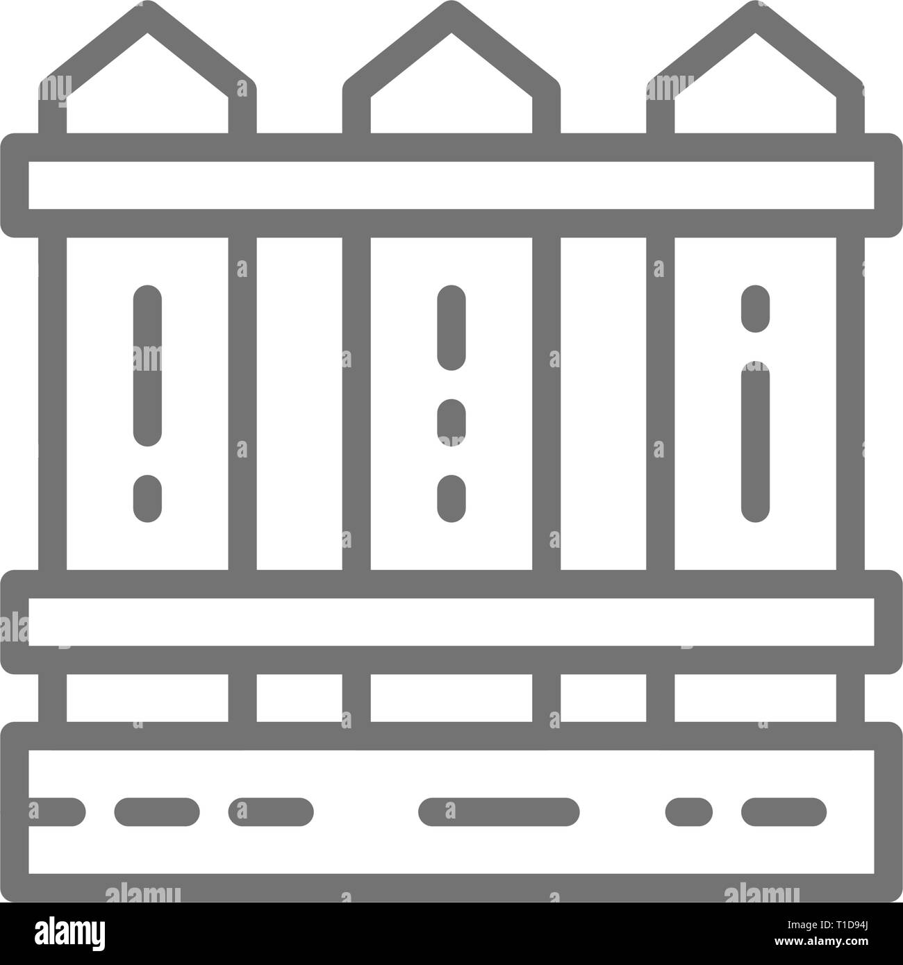 Wooden fence, garden fences line icon. Isolated on white background Stock Vector