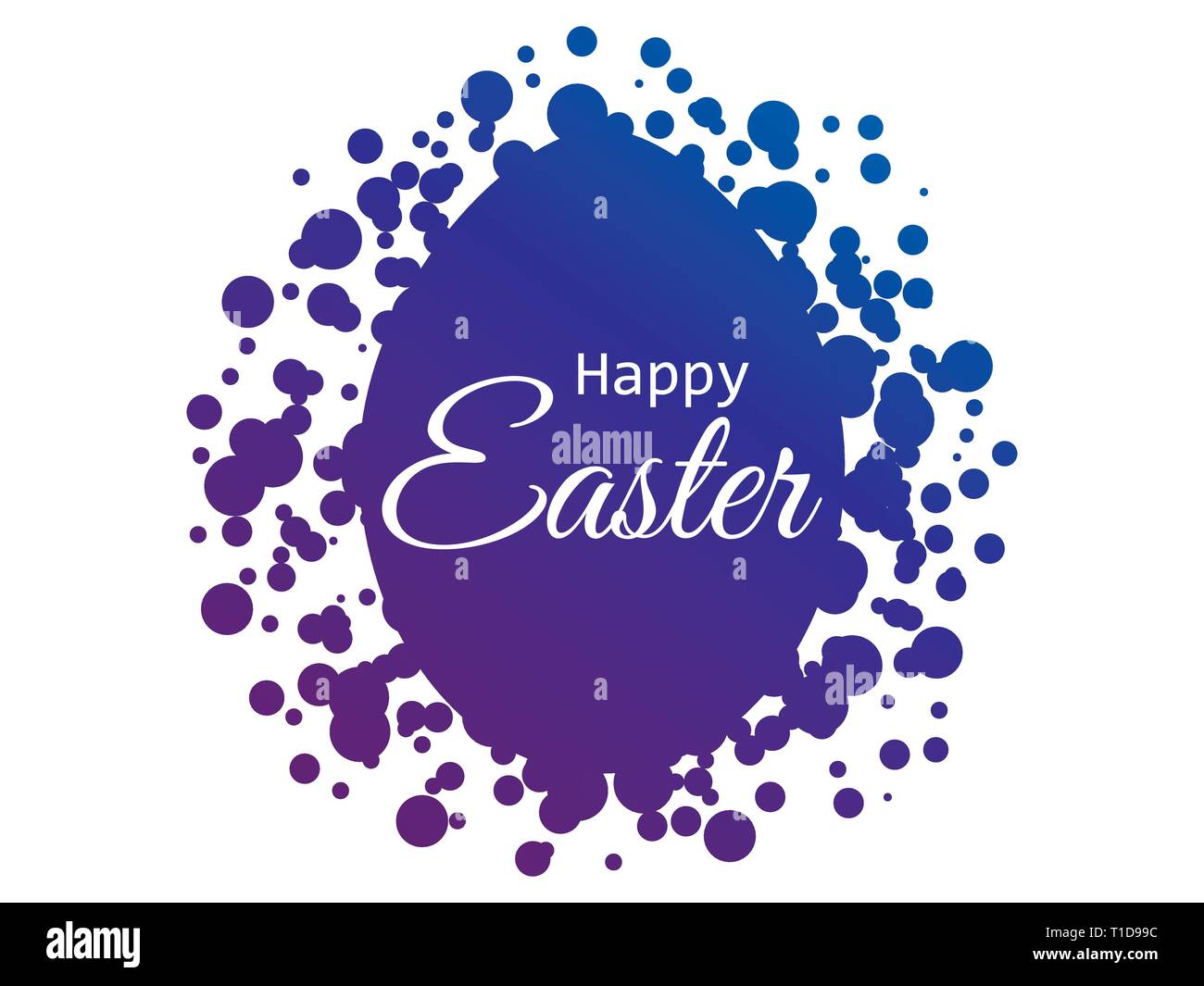 Happy Easter. Easter egg with dots. Blue gradient. Vector illustration Stock Vector