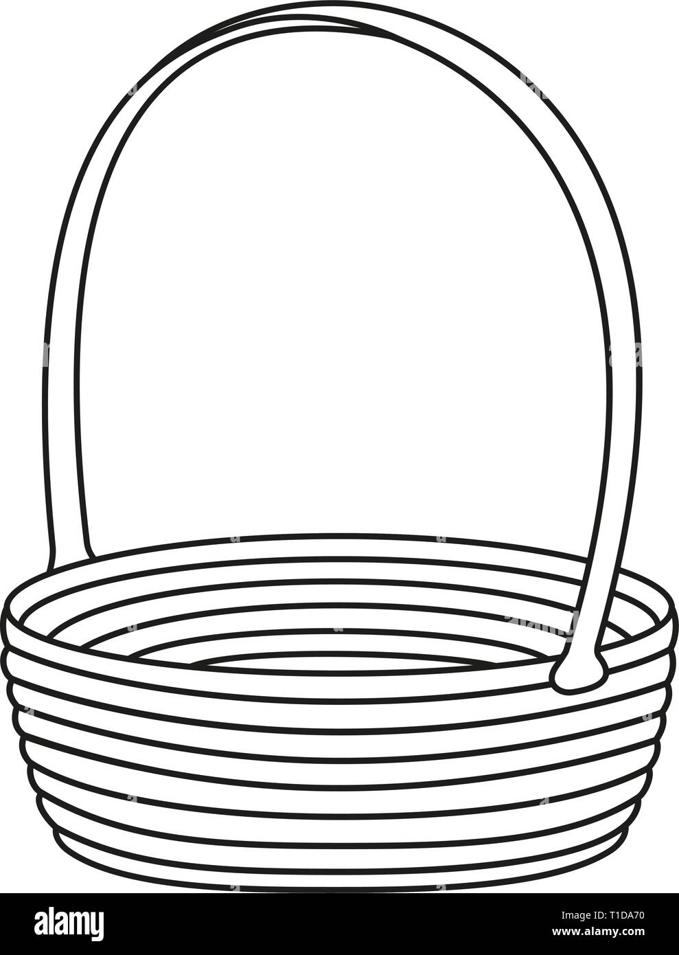 Line art black and white empty wicker basket Stock Vector