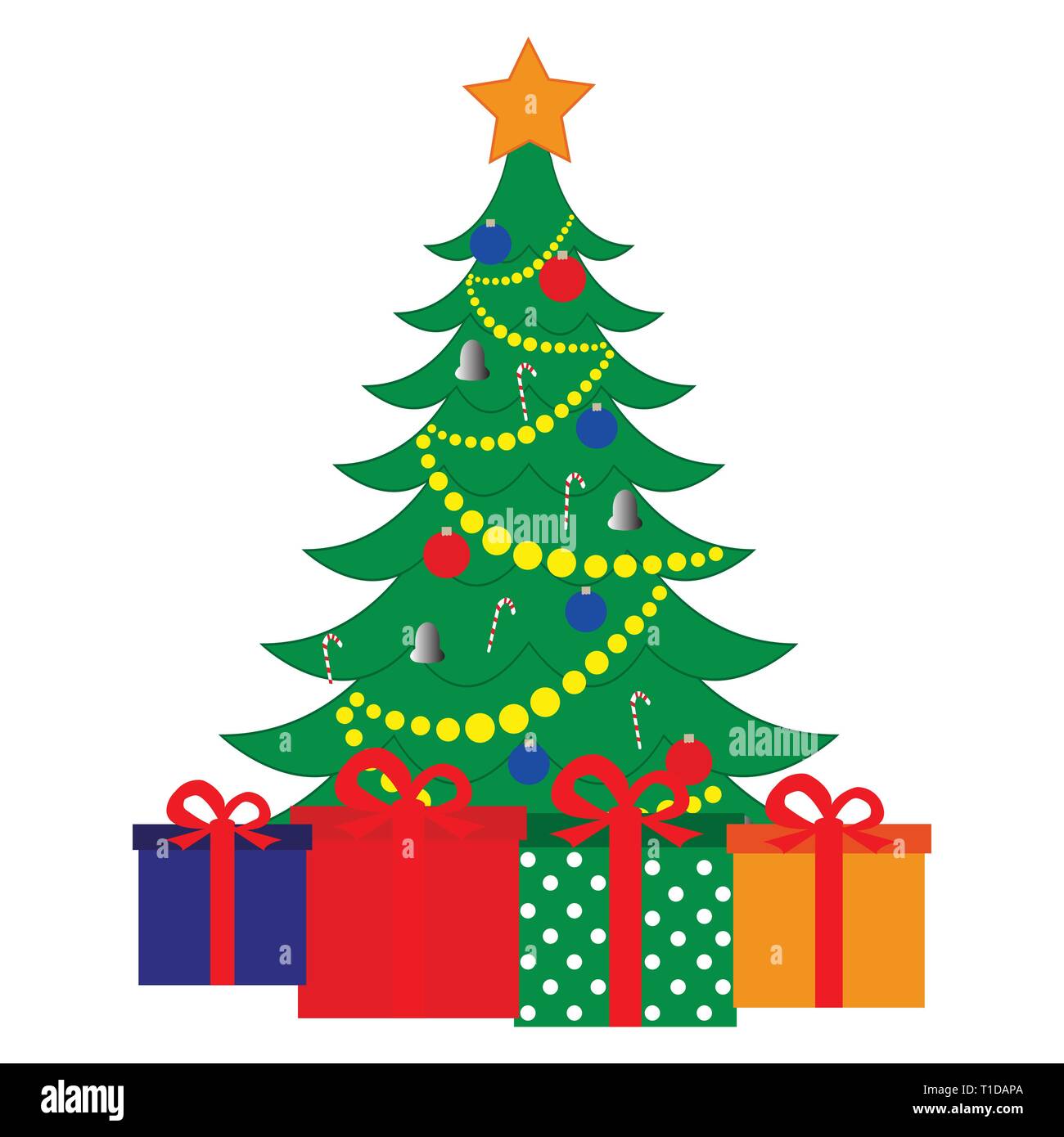 Christmas tree and gifts on a white background Stock Vector Image & Art ...