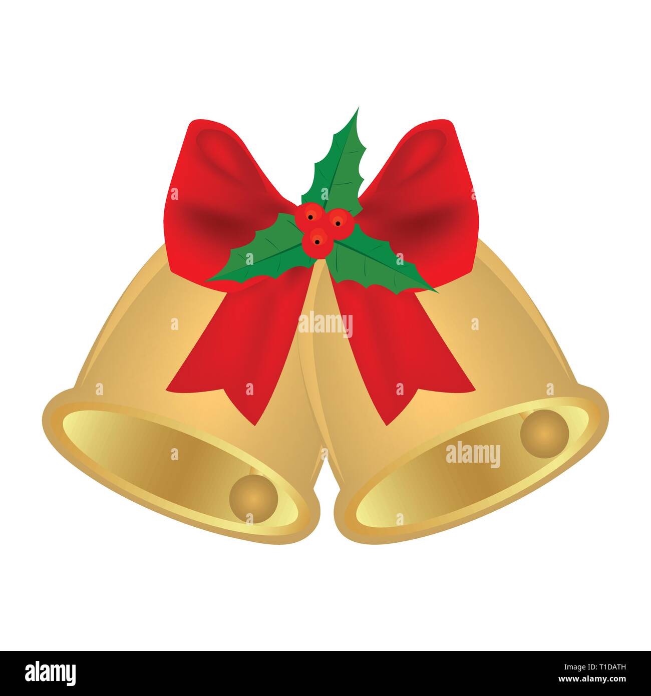 Christmas bells with red bow and holly Stock Vector Image & Art - Alamy