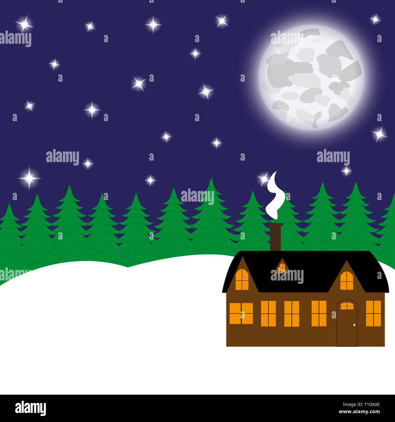 Cottage and night Stock Vector Images - Alamy