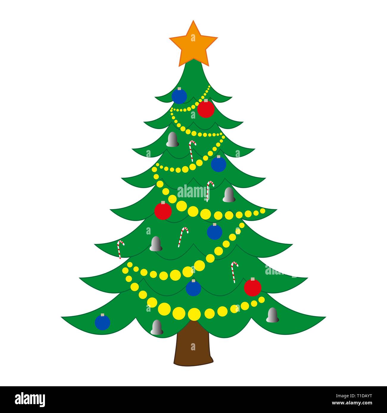 decorated christmas tree on white background vector Stock Vector Image ...