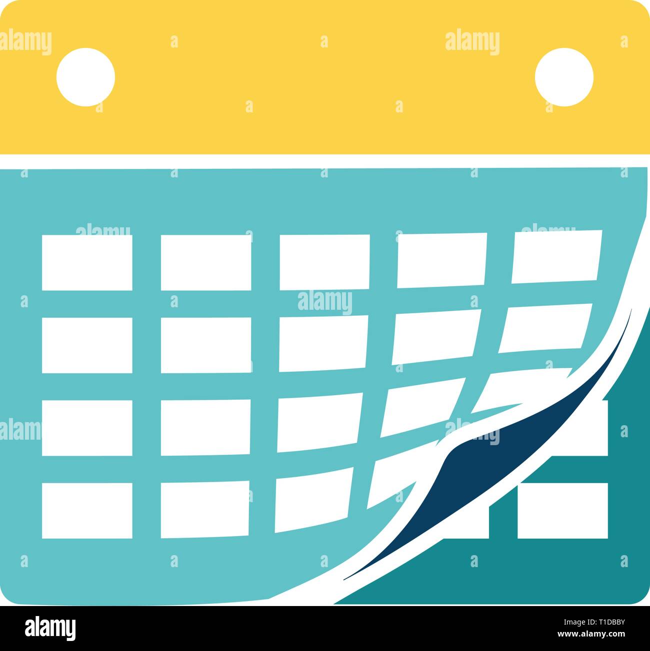 calendar icon stencil in blue and yellow tone vector calendar stencil