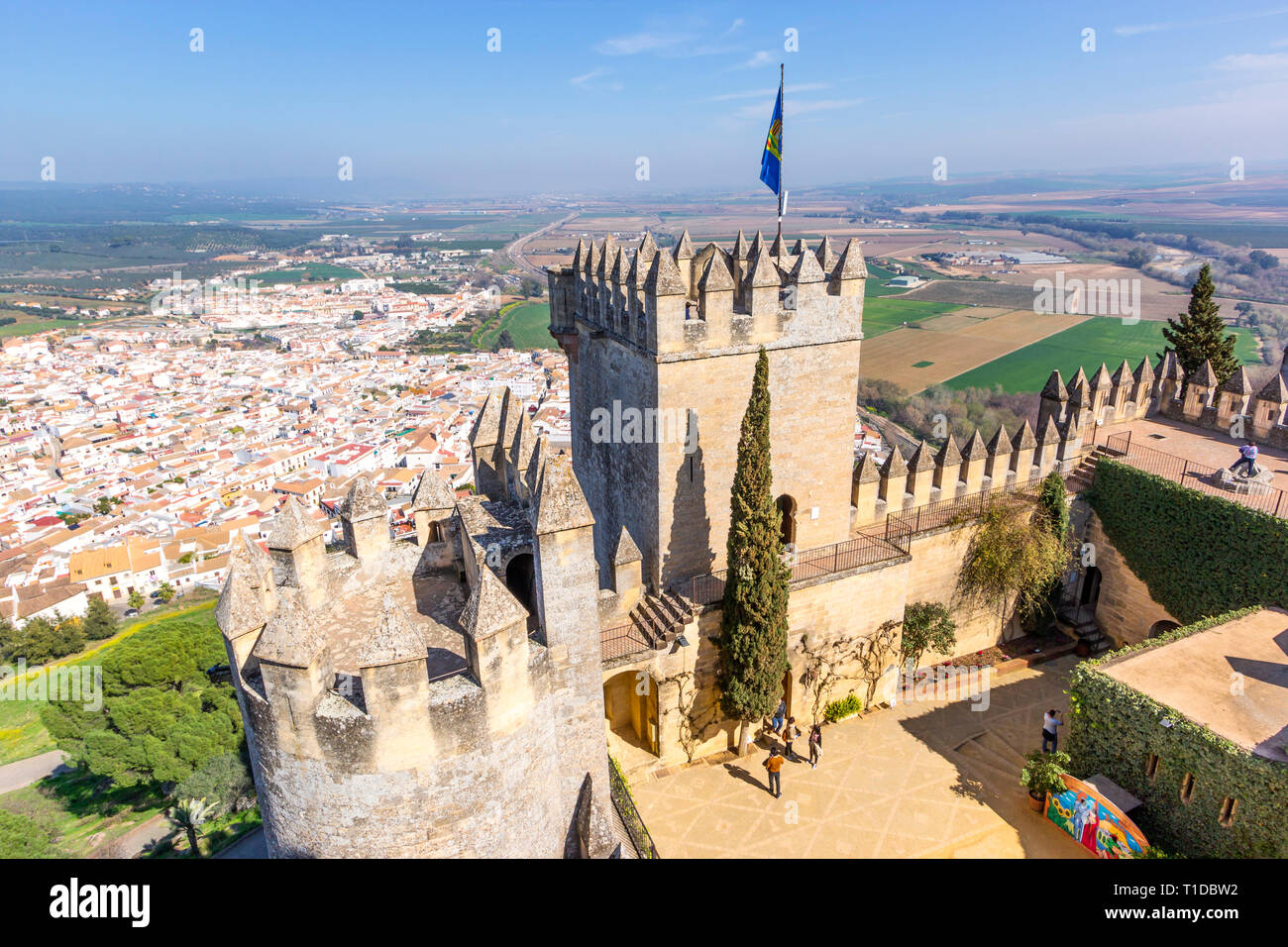 The castle of Almodovar del Rio, Cordoba Province, Andalusia, Spain.  This fortress, of Arab origin, belonged to the Califato of Cordoba Stock Photo