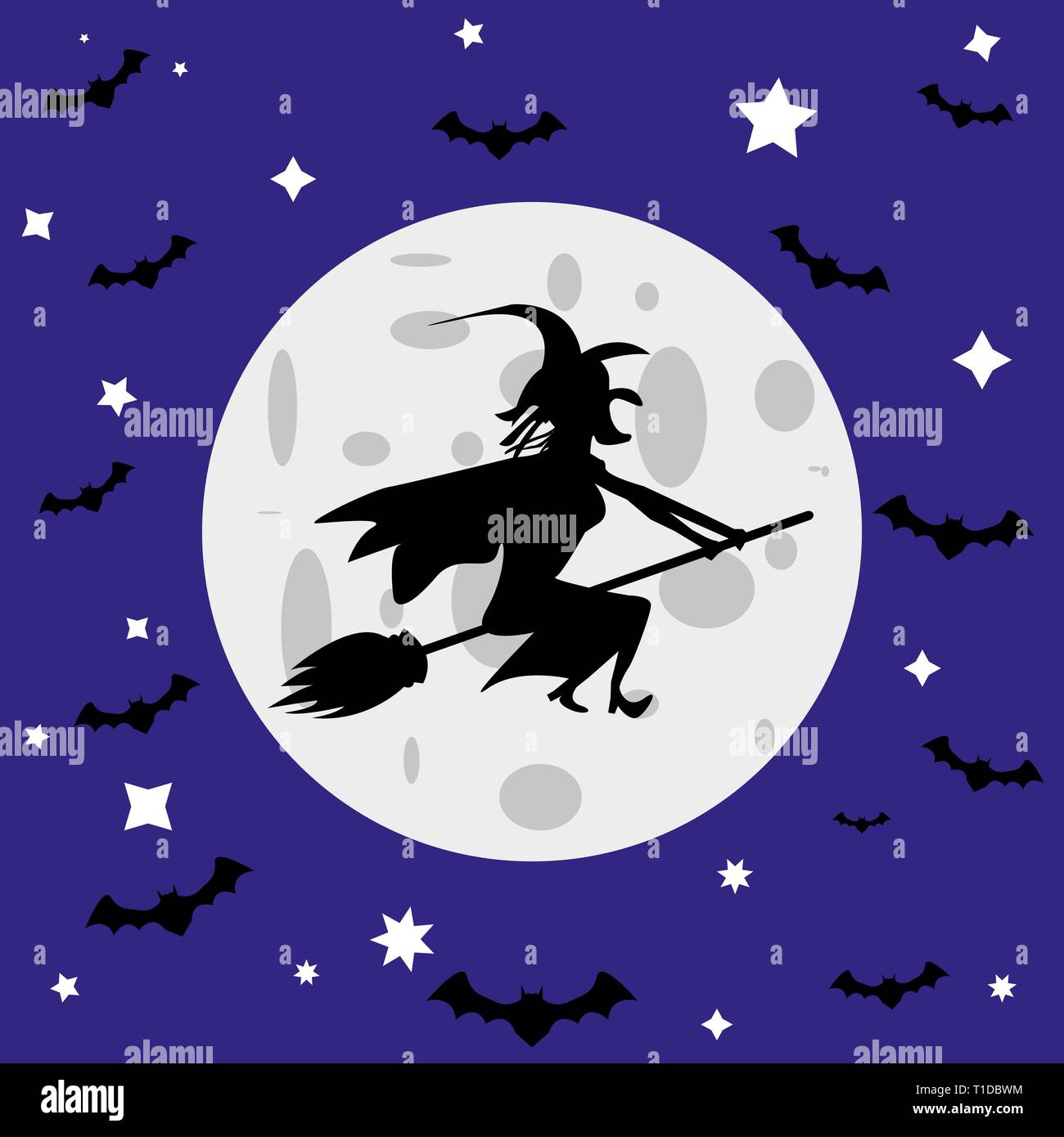 witch and bats against the full moon Stock Vector Image & Art - Alamy
