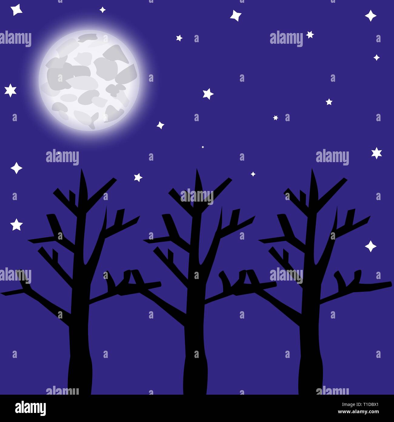 full moon night forest Stock Vector
