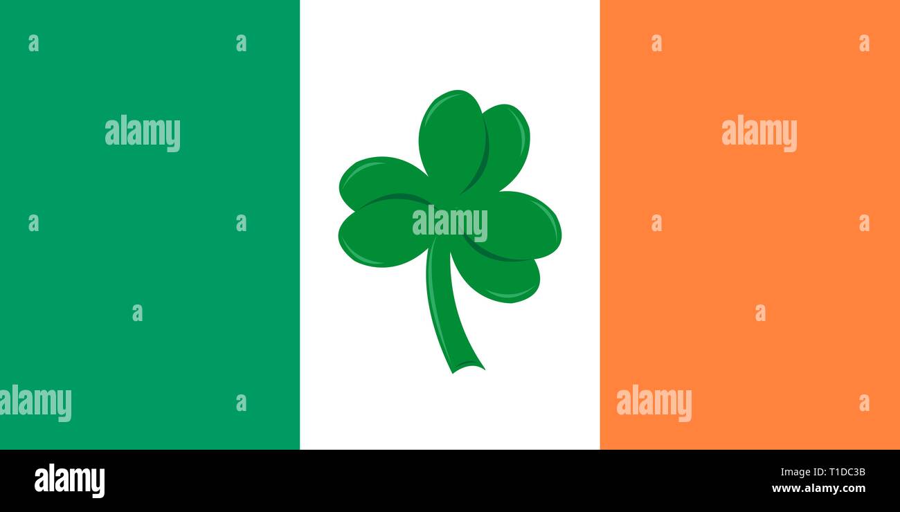 Flag of Ireland and clover Stock Vector