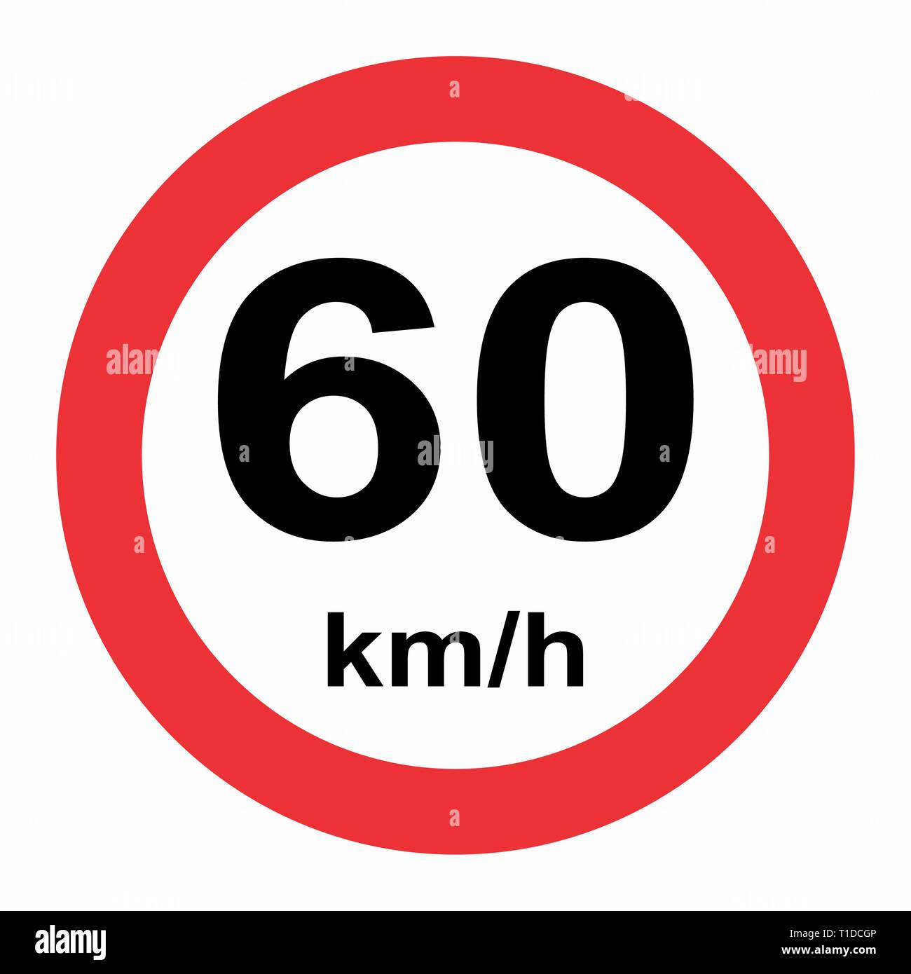 Speed limit traffic sign 60 Stock Vector