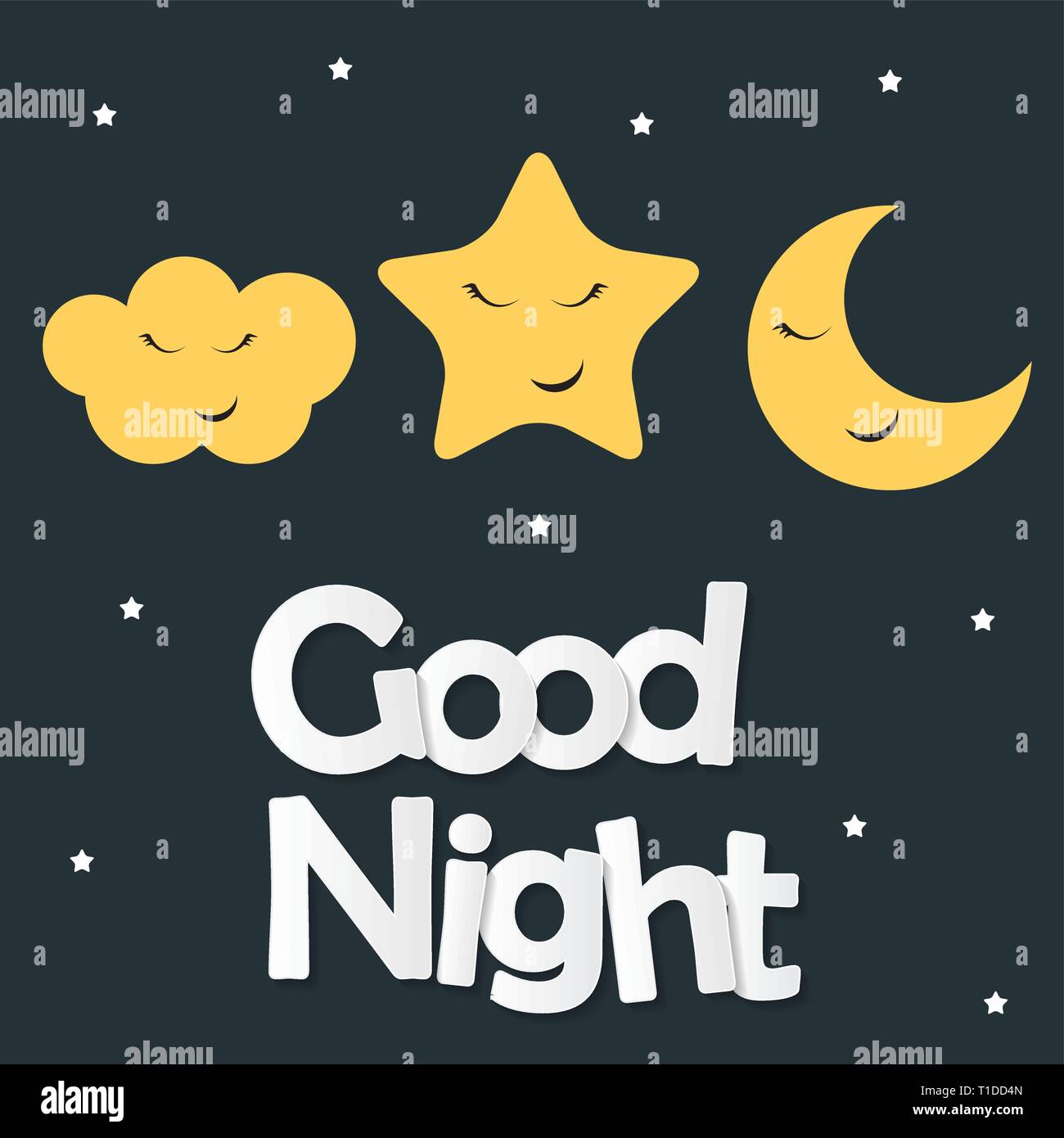 Cute Good Night kids Background Vector Illustration EPS10 Stock Vector ...