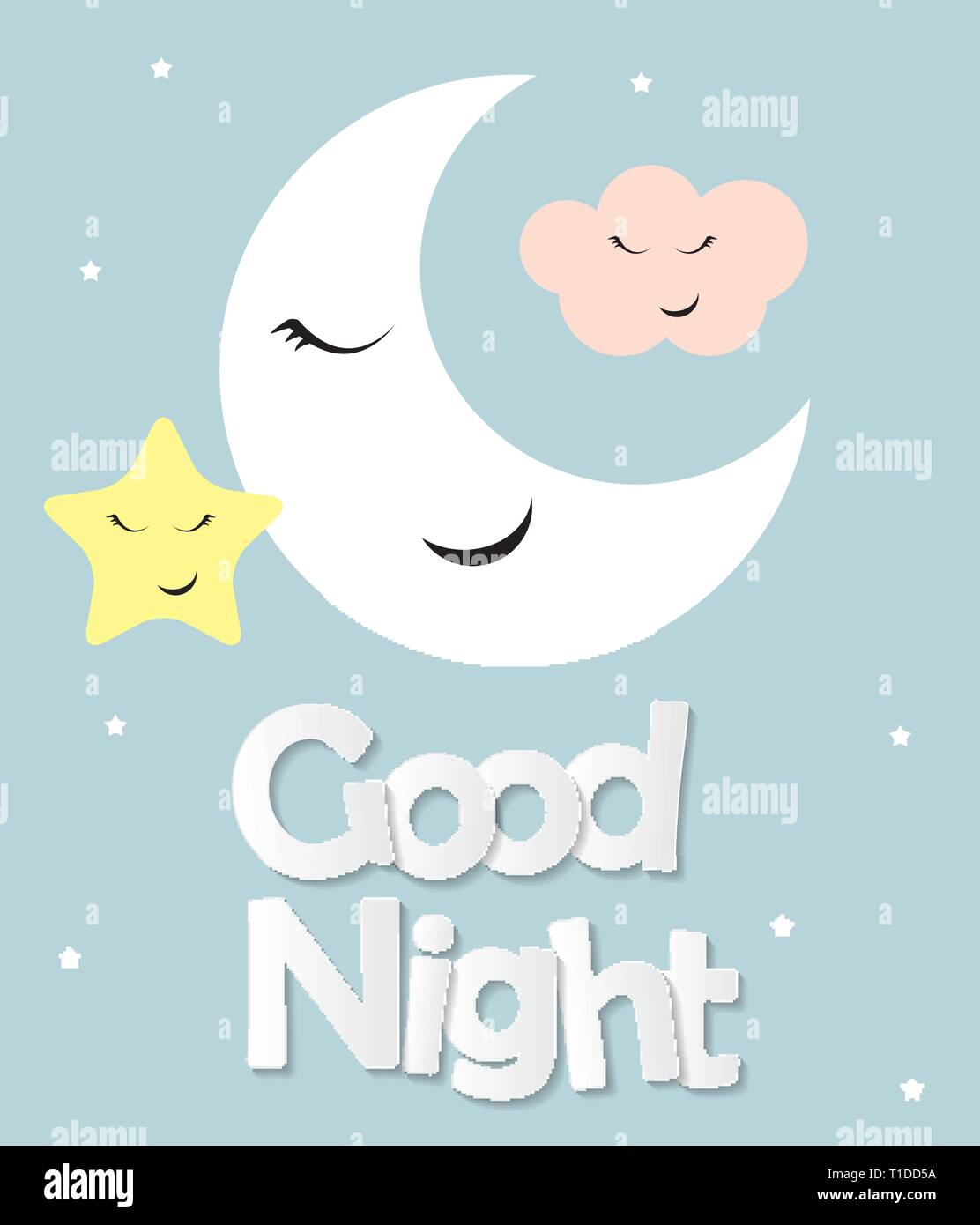 Cute Good Night kids Background Vector Illustration EPS10 Stock ...