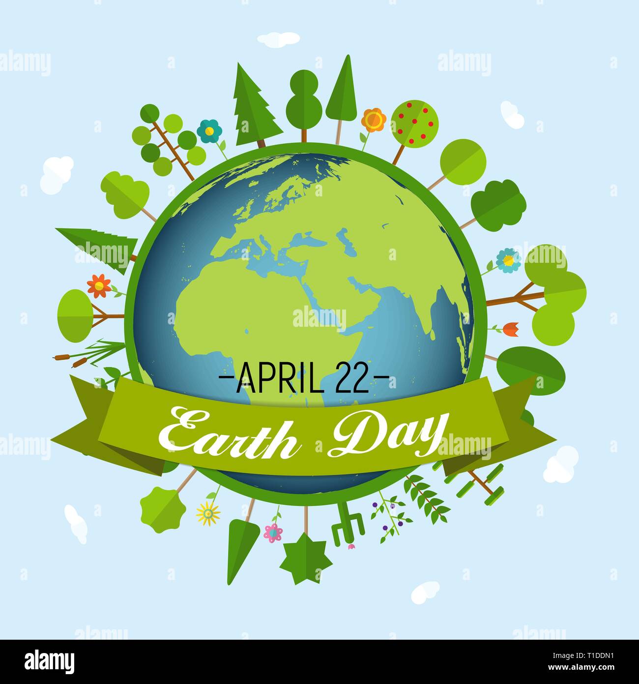 April 22 Earth Day Background Vector Illustration Eps10 Stock