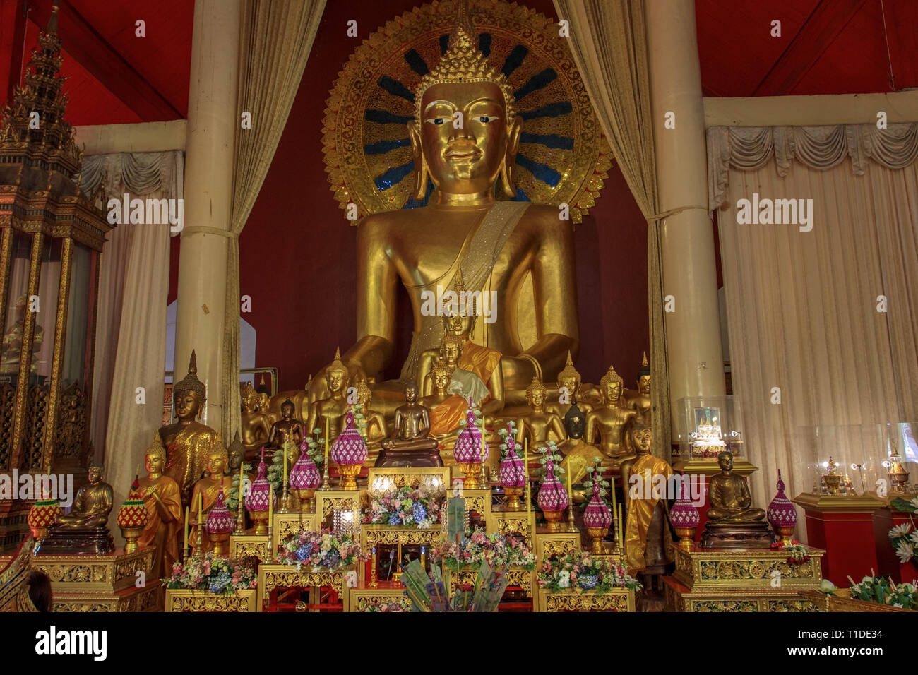 Inside the Wat Pra Sing pagoda Stock Photo