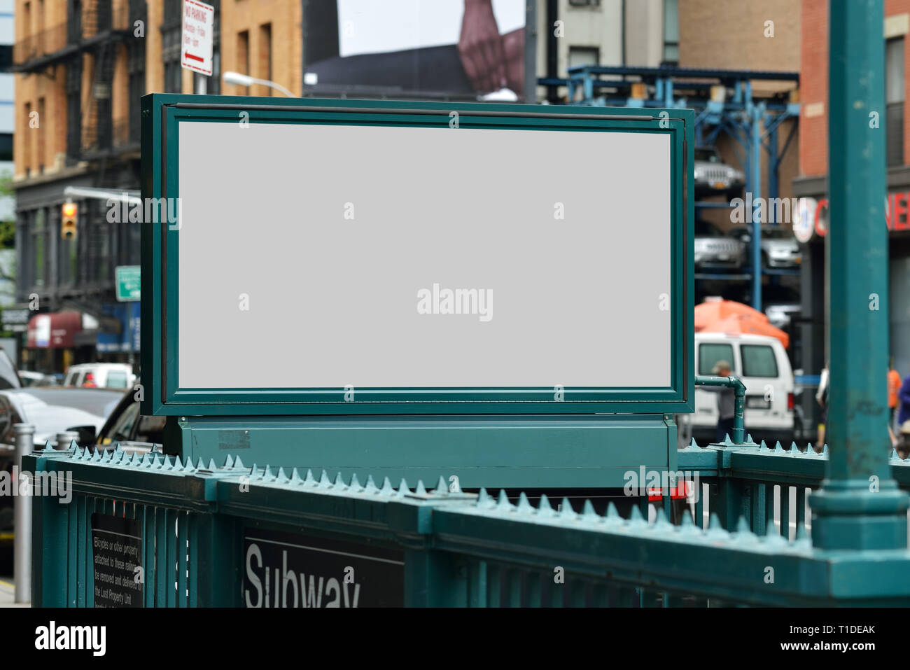 Subway entrance billboard. Clipping path included Stock Photo