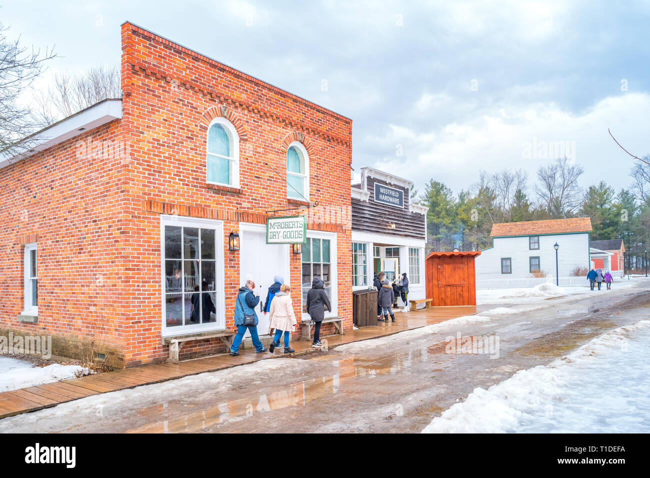 People visit Westfield Heritage Village near Hamilton, Ontario, Canada. Stock Photo