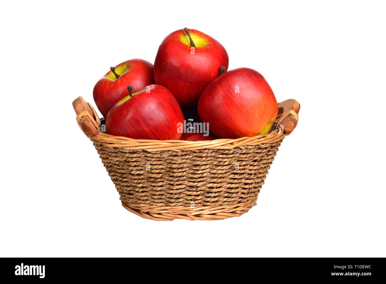 Isolated wicker basket of red apples Stock Photo Alamy