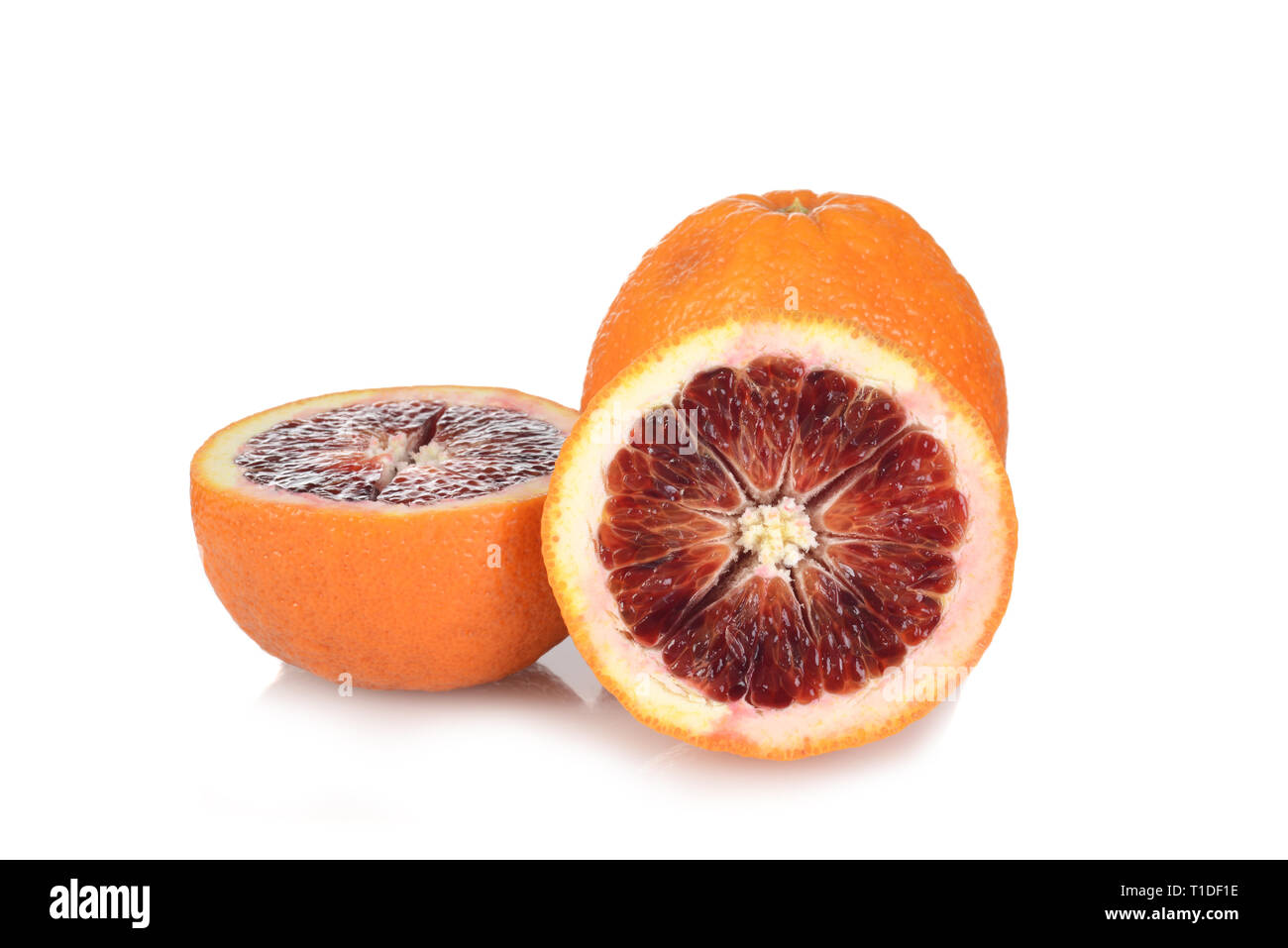 sliced blood oranges on white Stock Photo