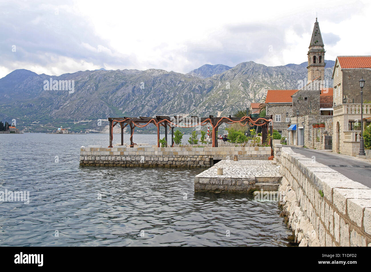 Perast, Montenegro April 15, 2011 Small Stone Town at Kotor