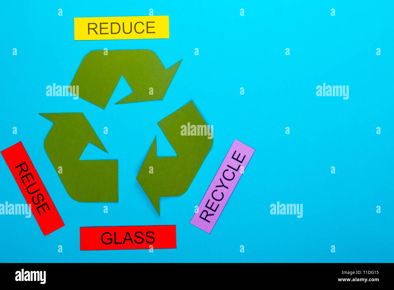Recycle concept showing the green recycle logo with reduce, reuse