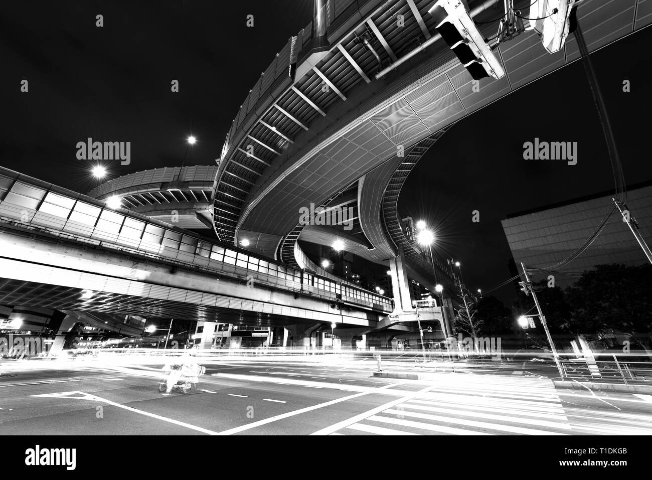 Elevated Expressways in Tokyo at Night Stock Photo
