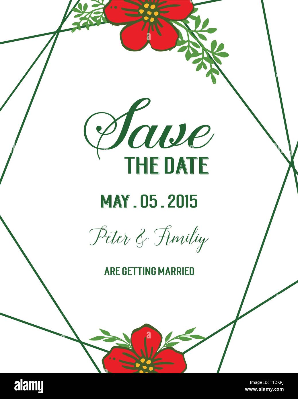 Frame Invitation Red Vector illustration wedding invitation card with red flower frames ...