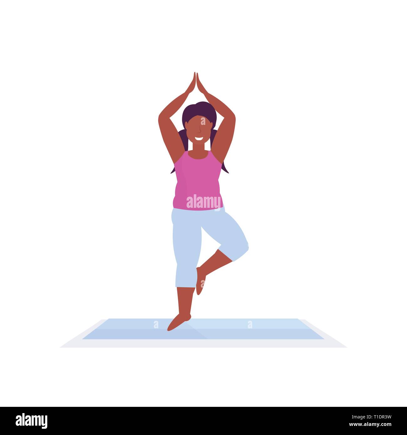 sporty woman doing yoga exercises african american girl meditating ...