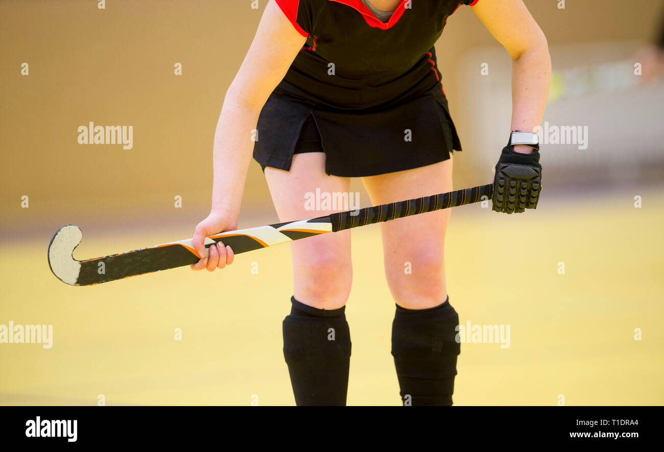 A beautiful young woman field hockey player Stock Photo Alamy