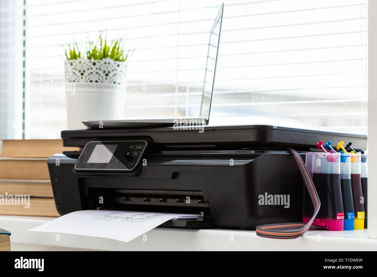 Printer And Computer Office Table Stock Photo 241865201 Alamy