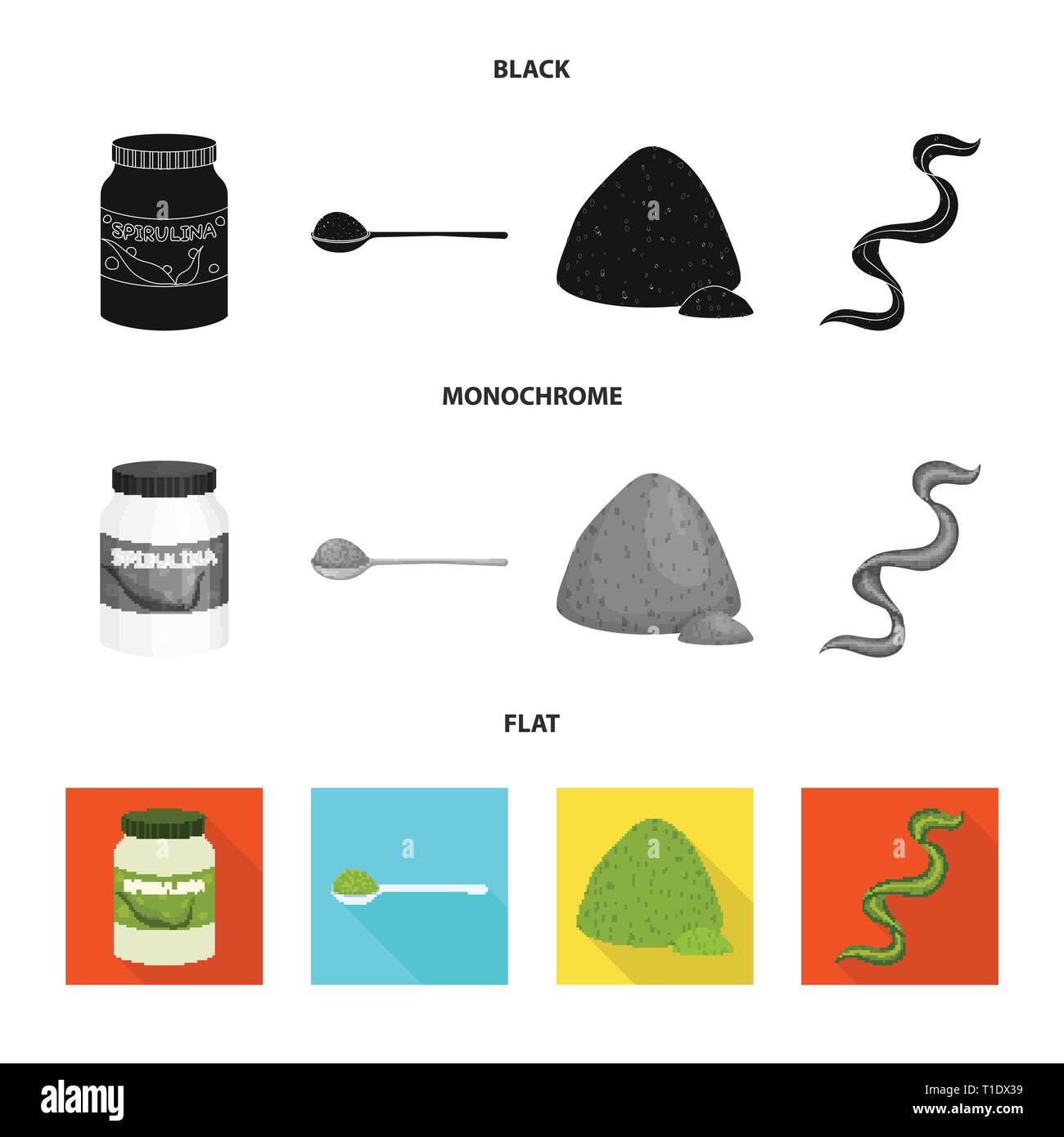 algae,supplement,dried,spiral,bottle,spoon,powder,vegetable,ingredient ...