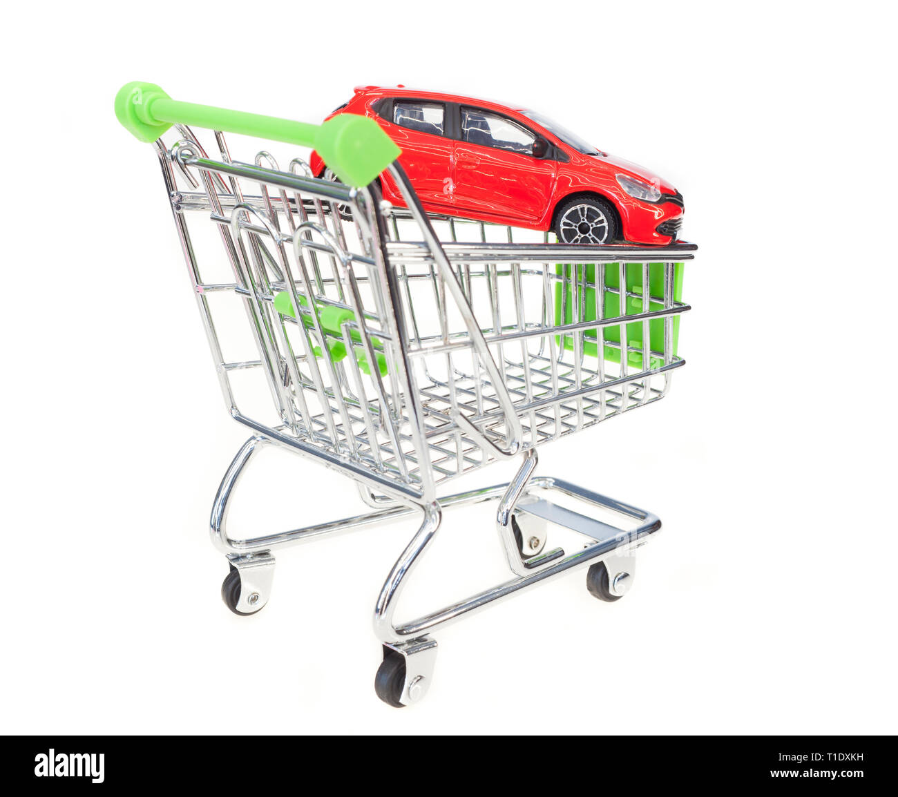 shopping cart and new toy car, concept of auto buy Stock Photo Alamy