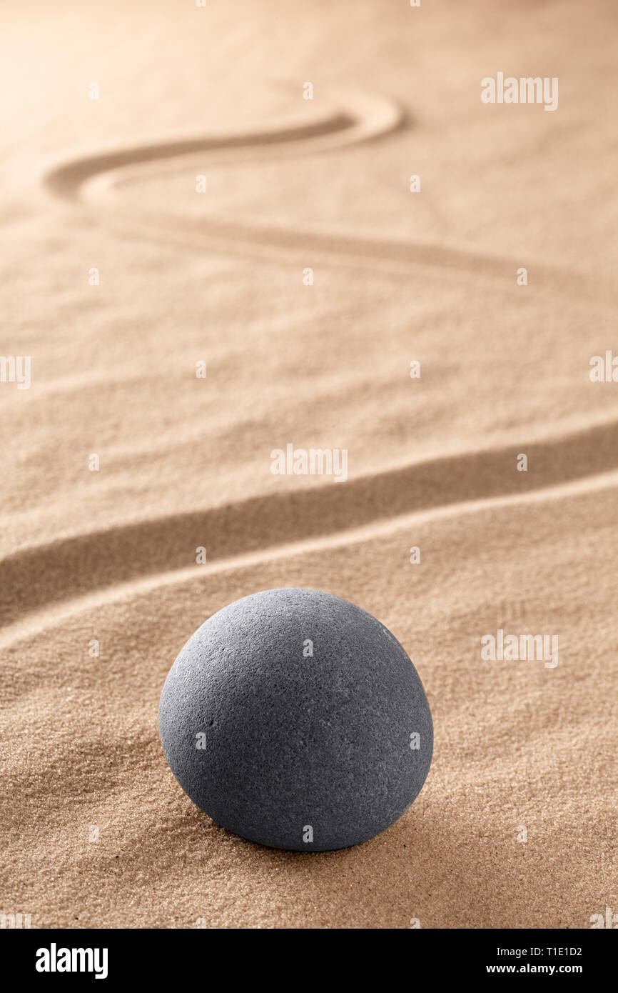 spa wellness and zen, relaxation and meditation concept for purity calmness peaceful harmony simplicity relax sand and stone texture background with l Stock Photo