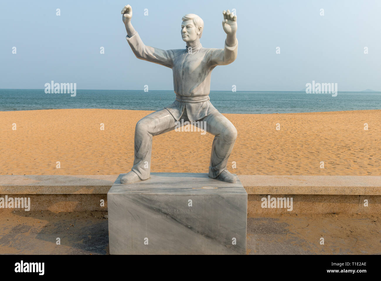 Martial Arts statue on the beach promenade in Quy Nhon, Binh Dinh Province, Vietnam. Hung Ke Quyen Demonstration Stock Photo