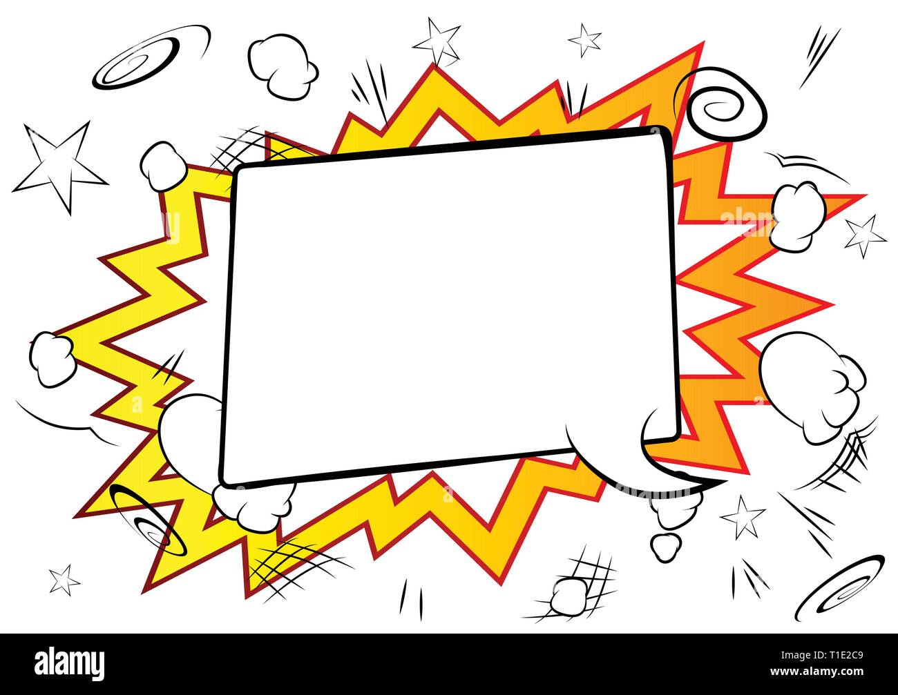 Vector illustrated retro comic book background with big blank speech ...