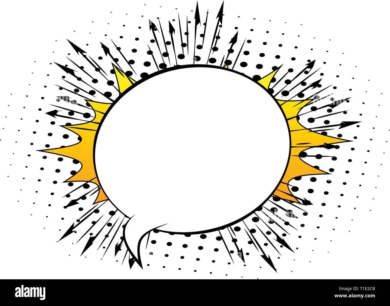 Vector illustrated retro comic book background with big blank speech ...