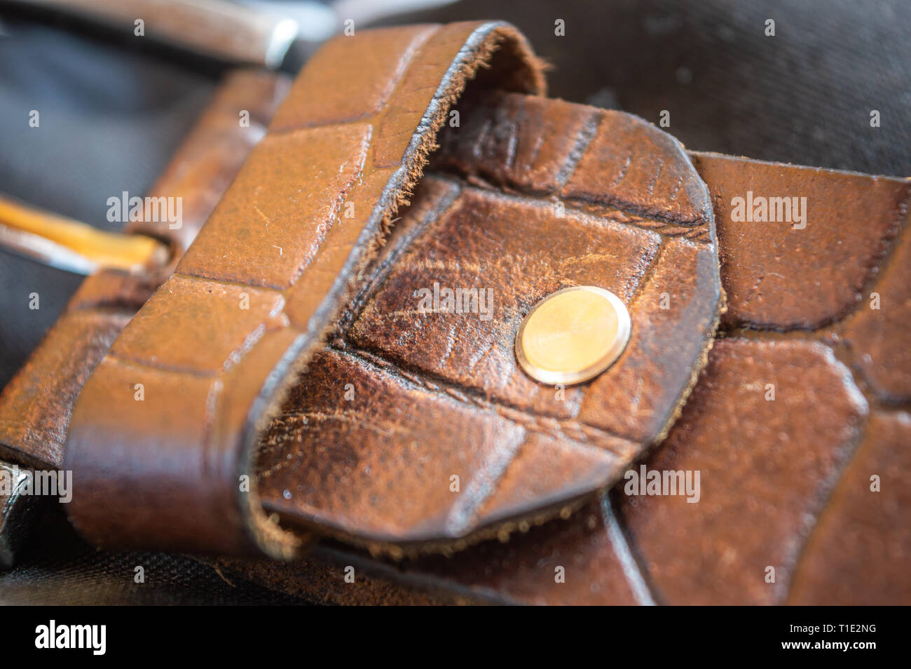 Close up brown leather belt texture hi-res stock photography and images ...