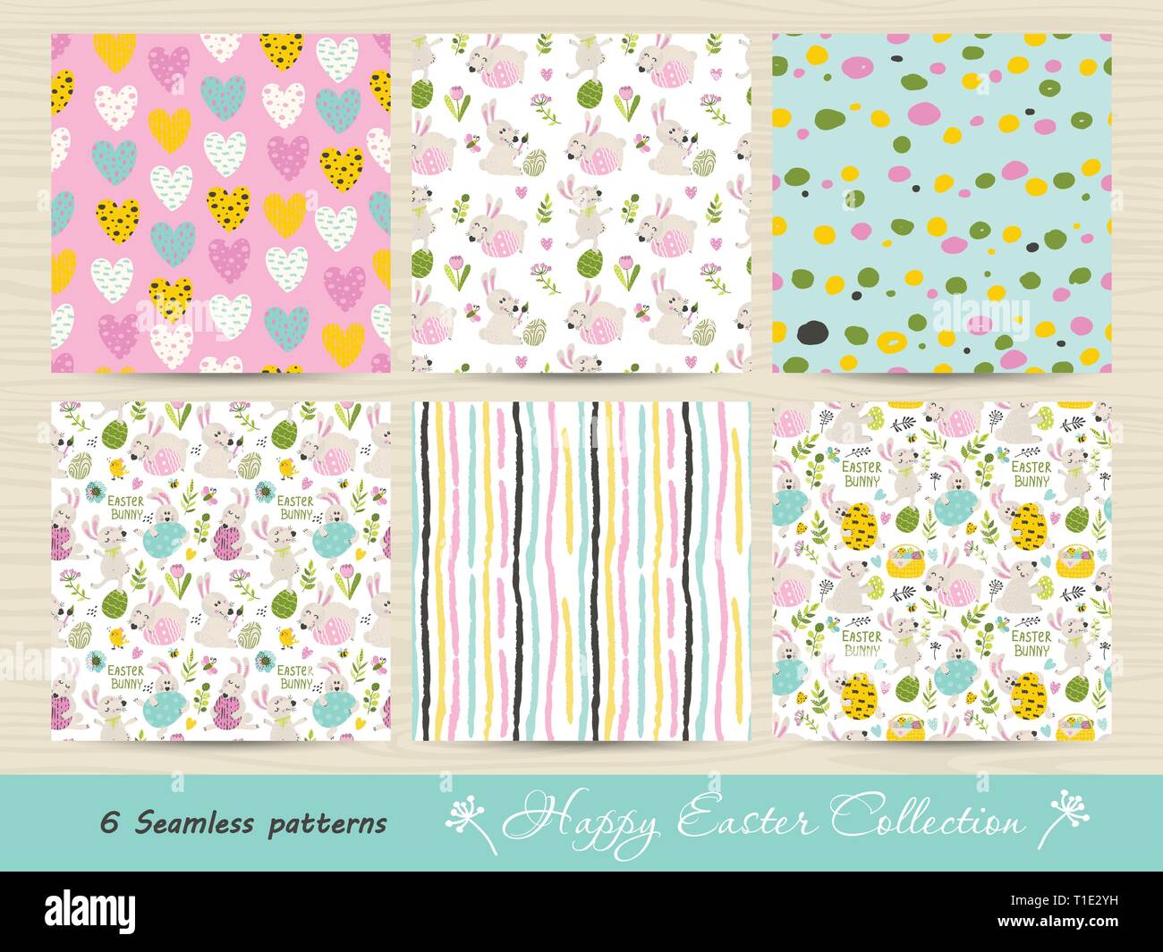 Set of seamless Easter patterns. Vector illustration for your design Stock Vector