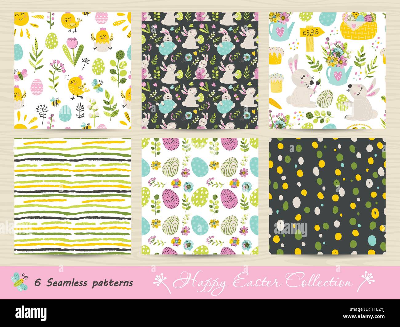 Set of seamless Easter patterns. Vector illustration for your design Stock Vector
