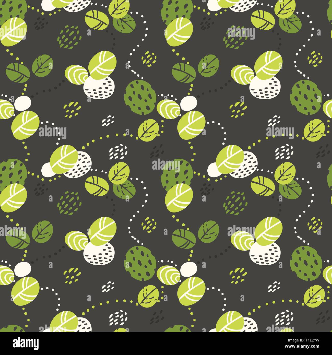 Seamless pattern with green abstract leaves. Vector illustration for ...