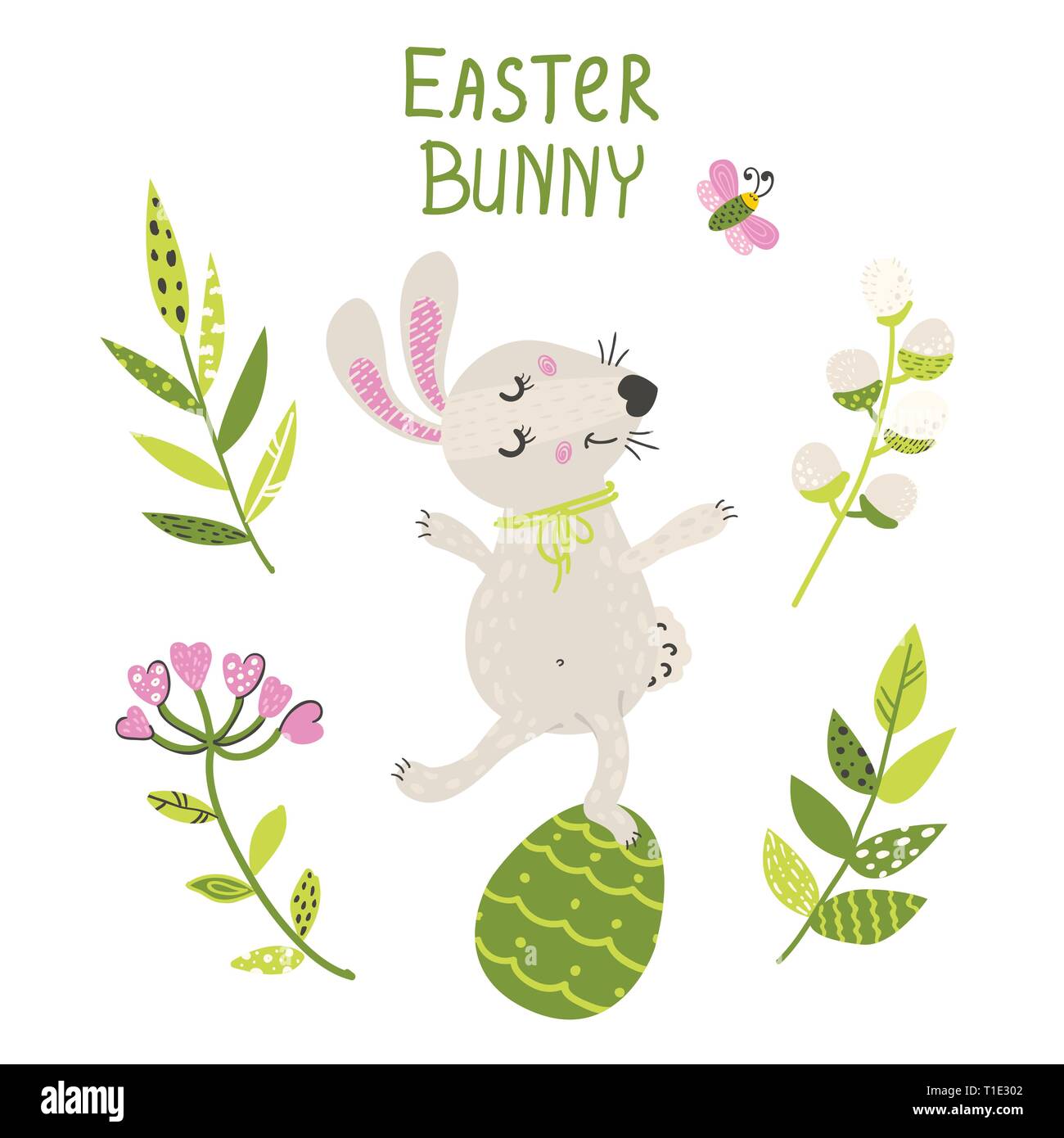 Easter card with a bunny. Vector illustration for your design Stock ...