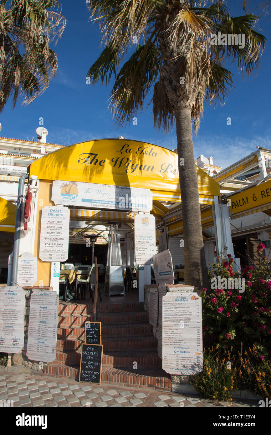 The Wigan bar, Benalmadena seafront, Costa del Sol, Spain Stock Photo